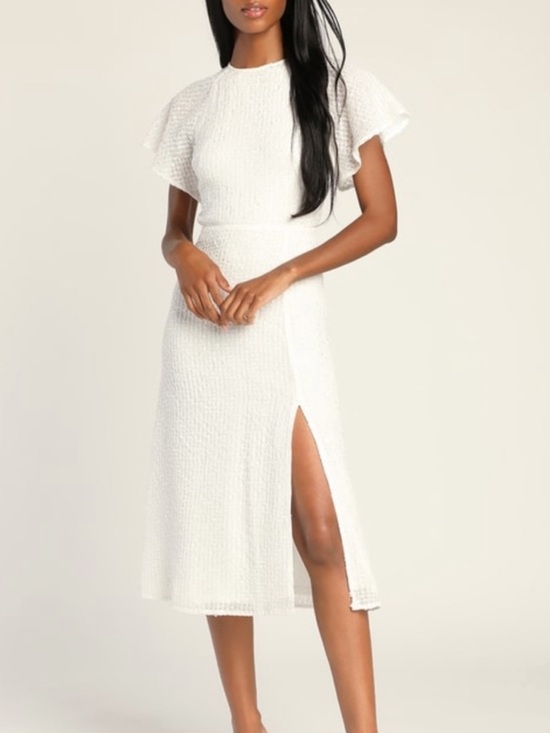 Lulus Dresses & Skirts - Lulu’s Sincere Sweetness White Textured Backless Dress Size Small NEW